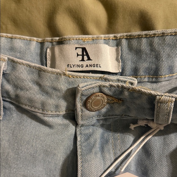 Buckle Flying Angel’s Denim Blue Women's Shorts with Patchwork - Picture 7 of 9